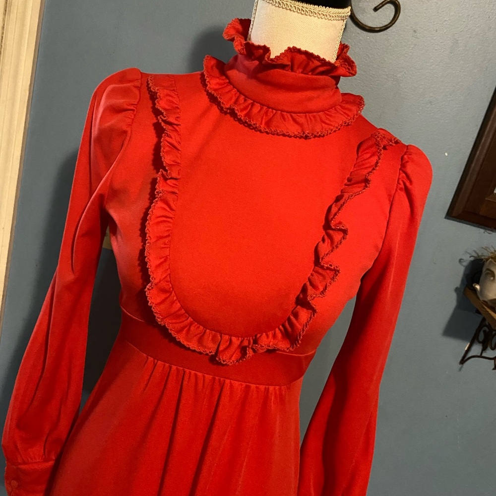 Vintage, Dead Stock, Red, Colonial Style, Dress - Picture 2 of 8